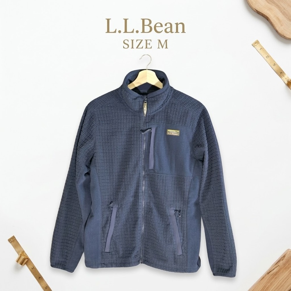 LL Bean Ridge Fleece Full Zip 100% Recycled Polyester Mens Medium Navy Gorpcore